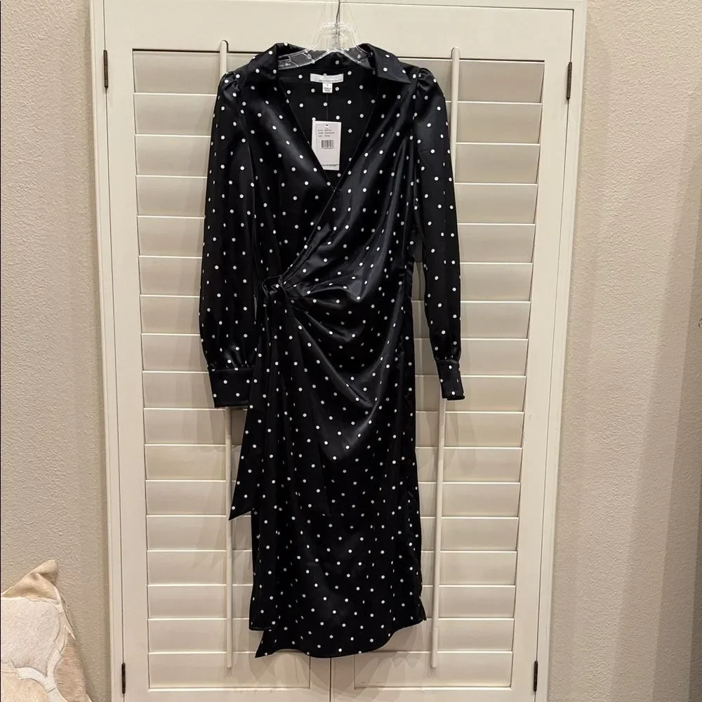 Stylish Black Polka Dot Long Sleeve Dress By Fourteenth Place - Picture 1 of 5